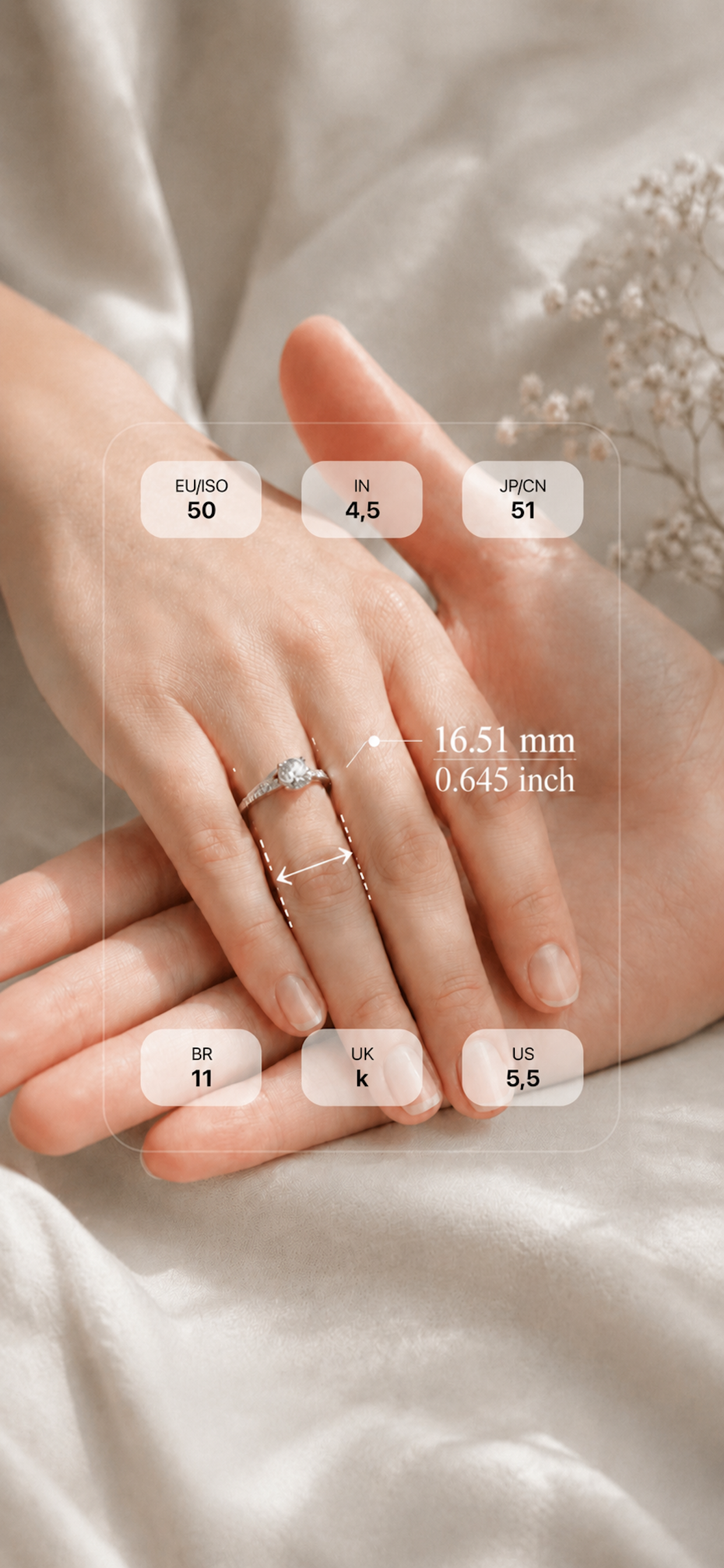 LoopSize home screen for finding and sharing the perfect ring size.